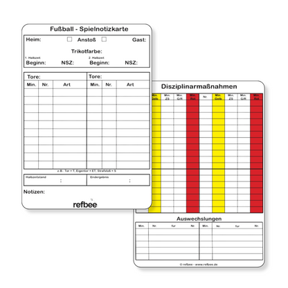 refbee Schiedsrichter Spielnotizkarten Fußball